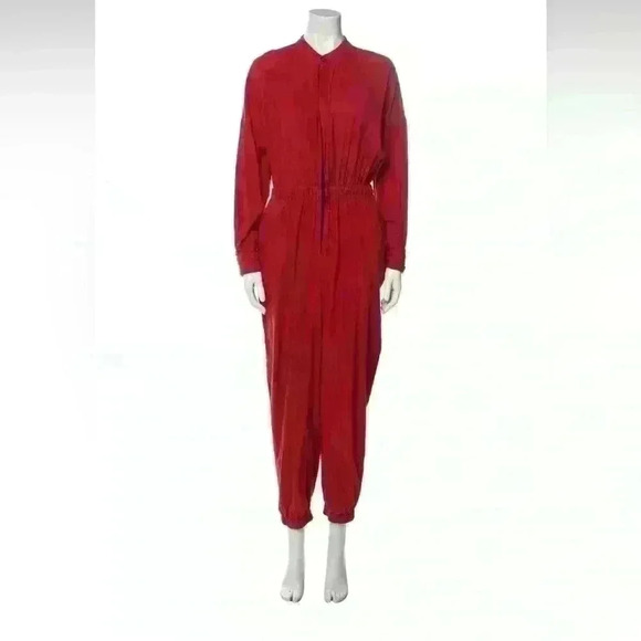 Heidi Merrill red jumpsuit- XL Red long sleeve crew neck concealed zipper front - Picture 2 of 9
